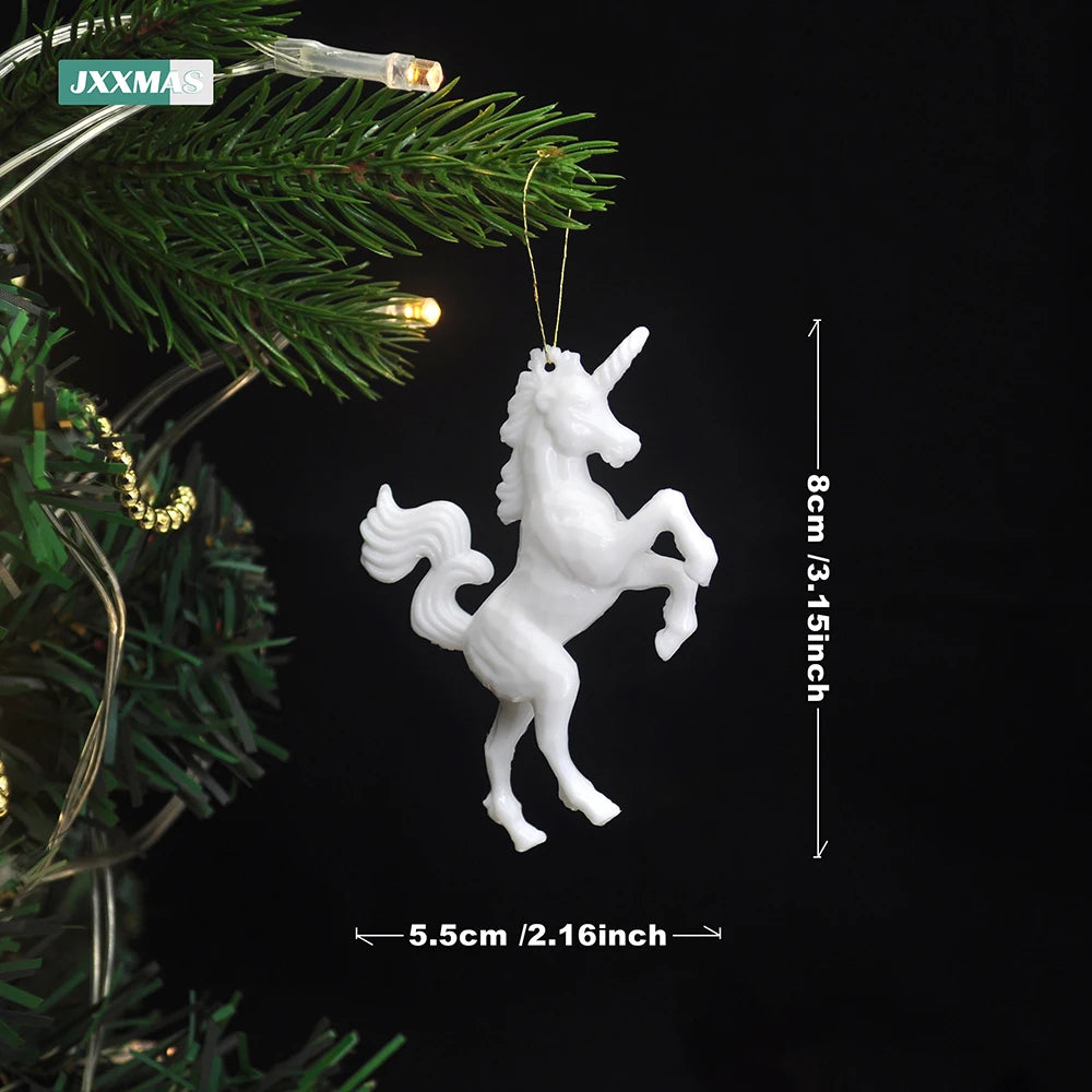 Kerst ornament voor in Kerstboom met eenhoorn hanger set – 4 stuks