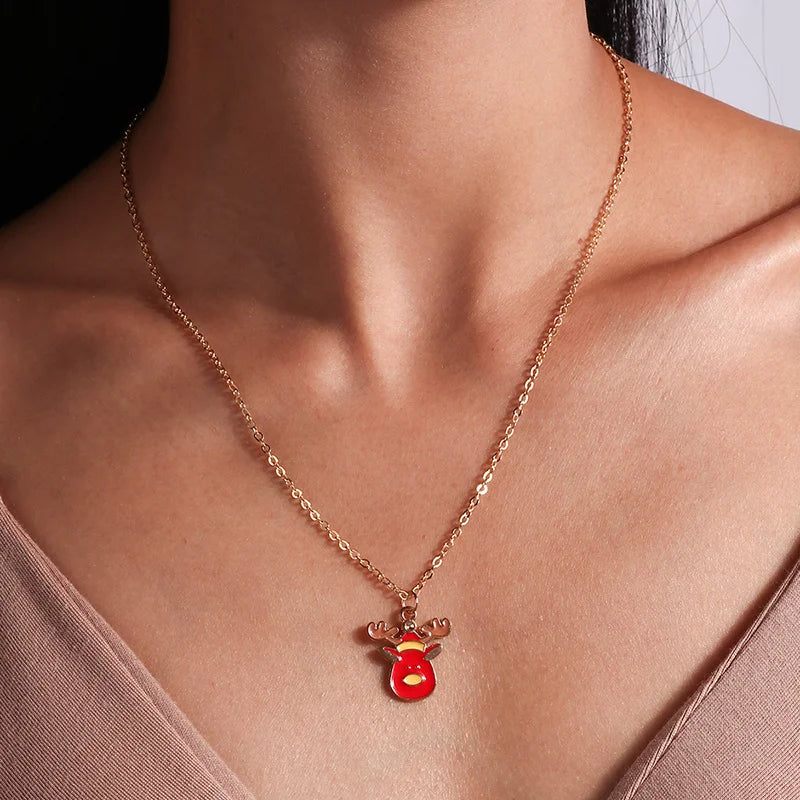 Kerst Ketting met Rendier, Belletjes en Kerstboom Hanger – Feestelijke Sieraden voor Dames