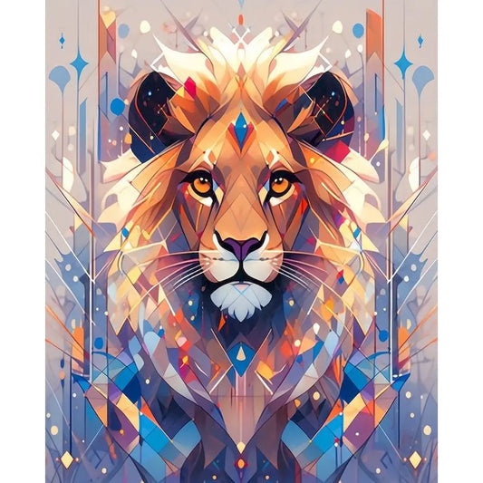 Schilderen op nummer Dieren - Kleurrijke Kop met Acrylverf - Leeuw 9957094