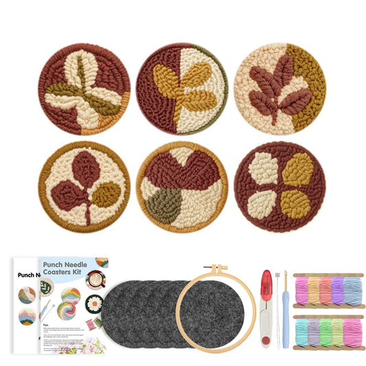 Punch Needle pakket Onderzetters Bloemen 6-delig voor Beginners