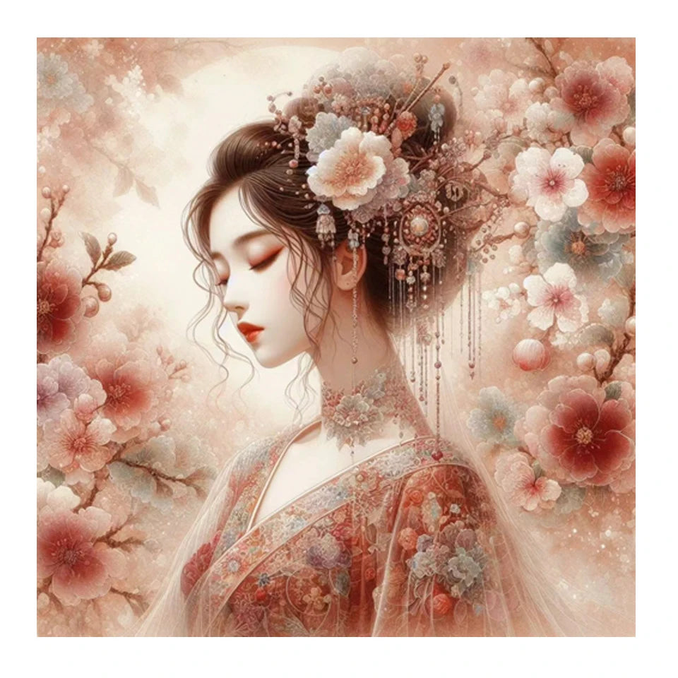 AB Diamond Painting met AB en Fairy dust steentjes – Peach Blossom