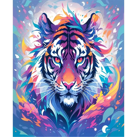 Schilderen op nummer Dieren - Kleurrijke Kop met Acrylverf - Tijger 9957117