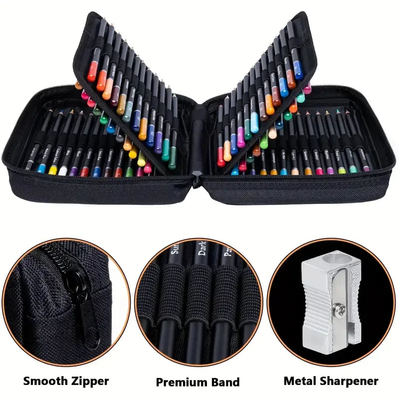 Kleurpotloden set 72 stuks – Zachte kern, met opbergetui