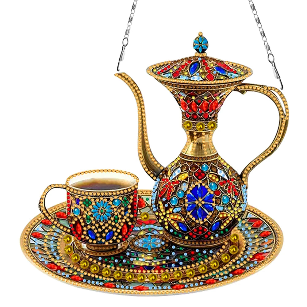 Diamond Painting Hangend ornament koffiekopje en koffiekan voor sfeervolle decoratie