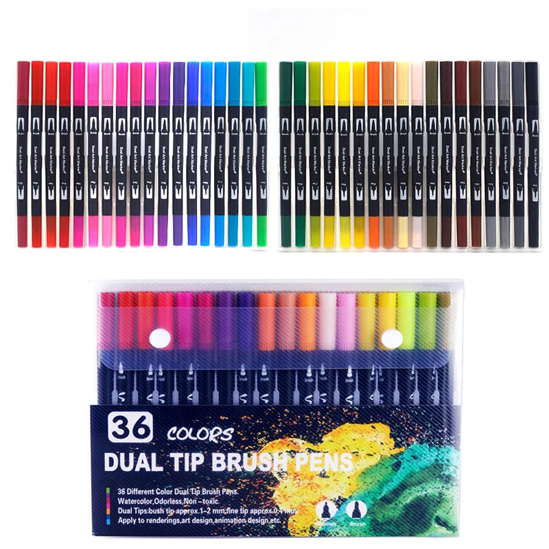 Stiften set met dubbele punt voor manga, kalligrafie en illustratie