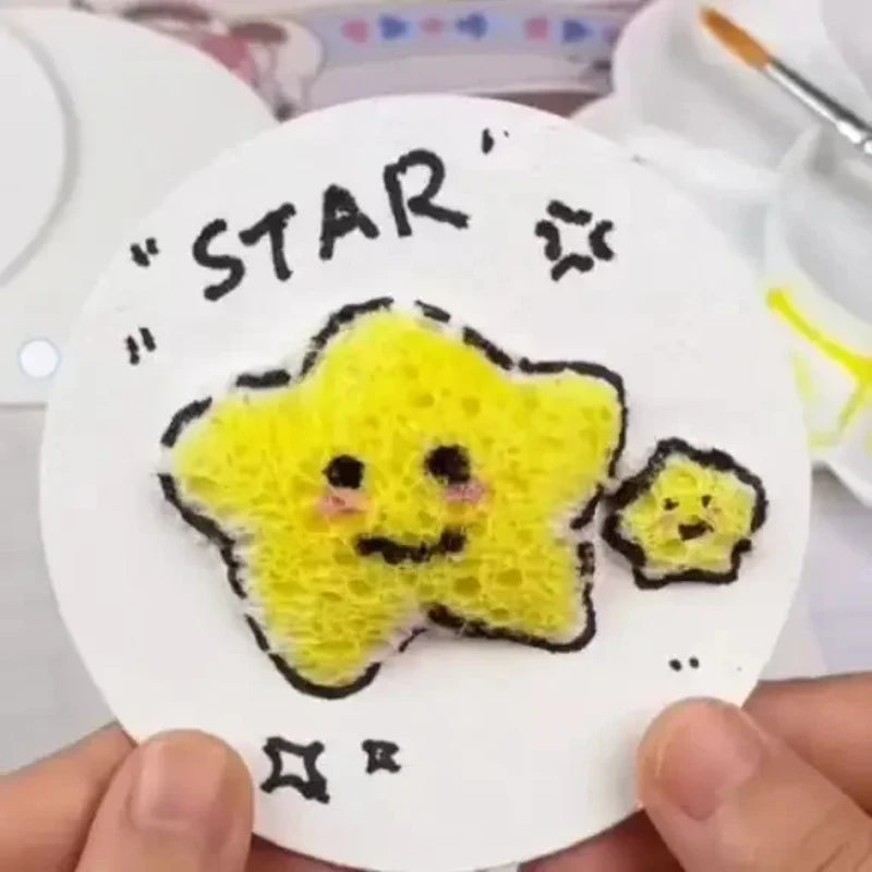 Schuim textuur tekenen set voor 3D kunst met sponsjes en schilderpapier