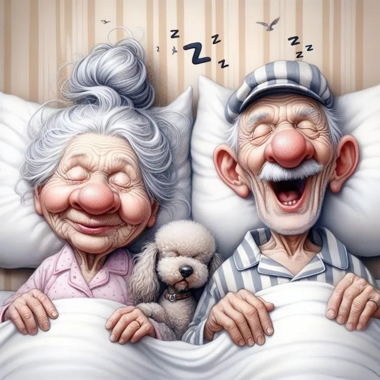 AB Diamond Painting op canvas - Fairy Dust Cartoon Opa & Oma