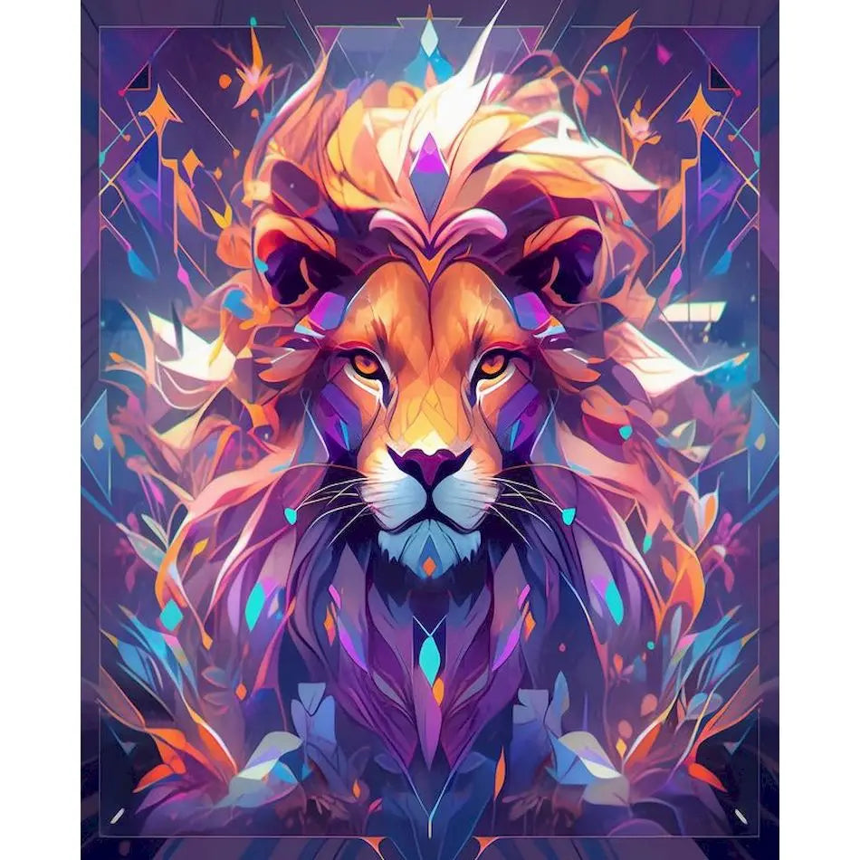 Schilderen op nummer Dieren - Kleurrijke Kop met Acrylverf - Leeuw 9957096