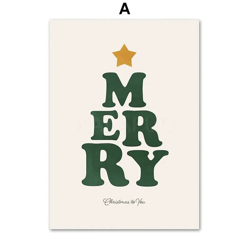 Kerst schilderij rode amaryllis met kerstboom en notenkraker – sfeervolle wanddecoratie