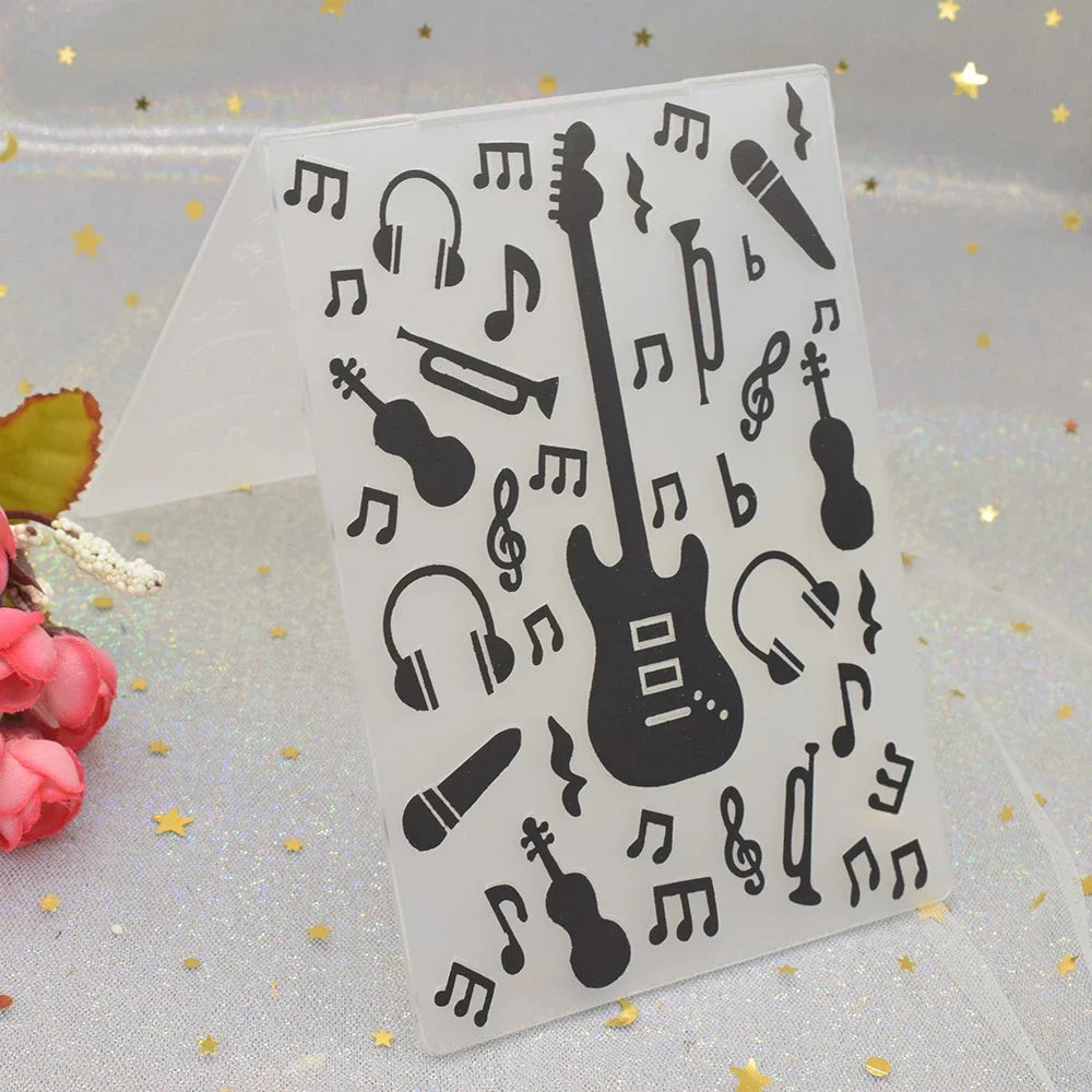 Embossing folder gitaar patroon 3D voor kaarten en scrapbooking