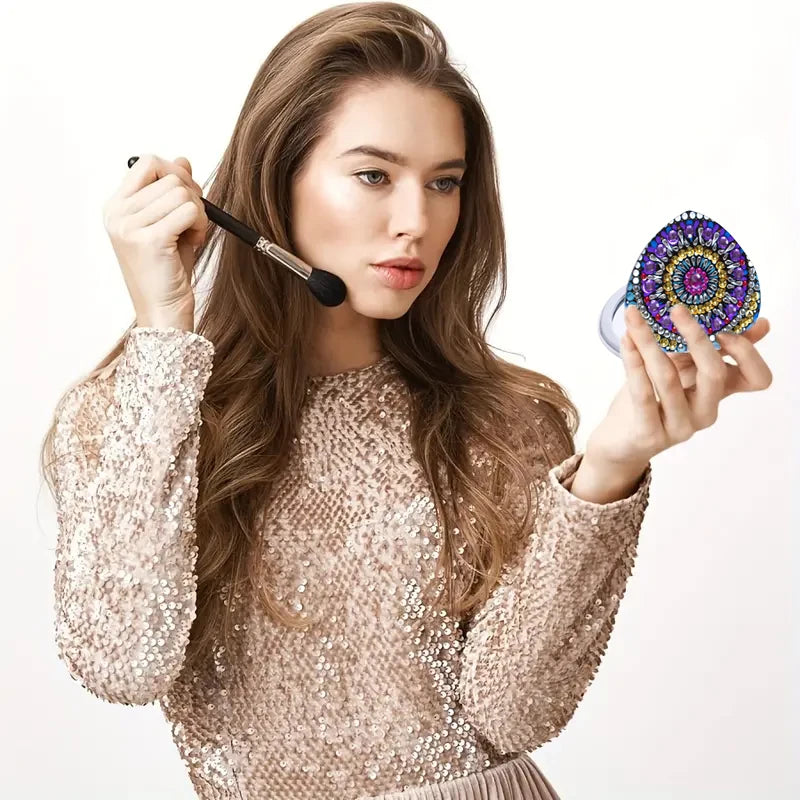 Diamond Painting Spiegel Bloemen Patroon Makeup Spiegel PU Leer Cadeau