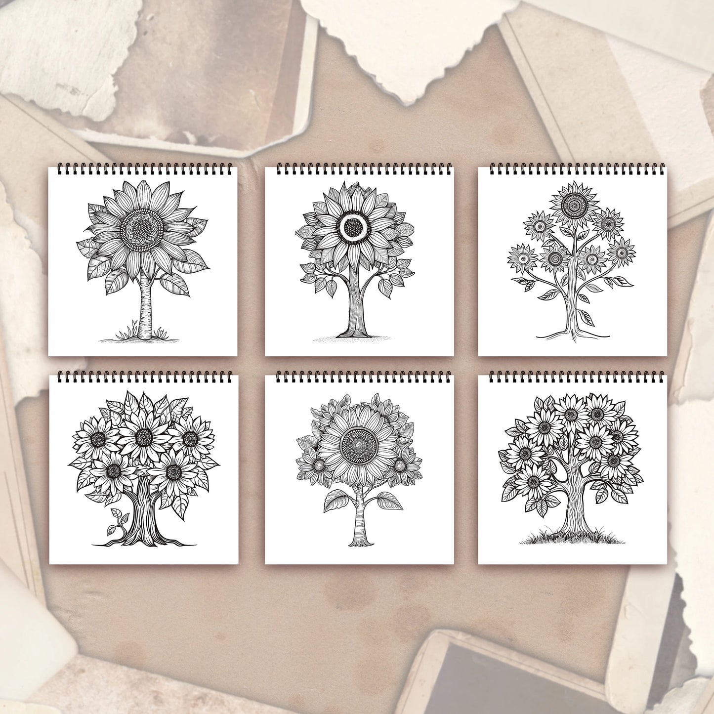 Kleurboek voor volwassenen – 30 rustgevende tekenpagina’s op dik papier - Sunflower tree