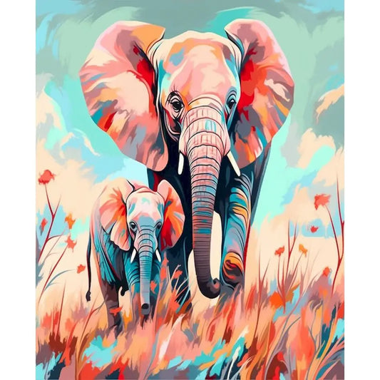 Schilderen op nummer Dieren - Olifant Abstract Modern Canvas - 9956570