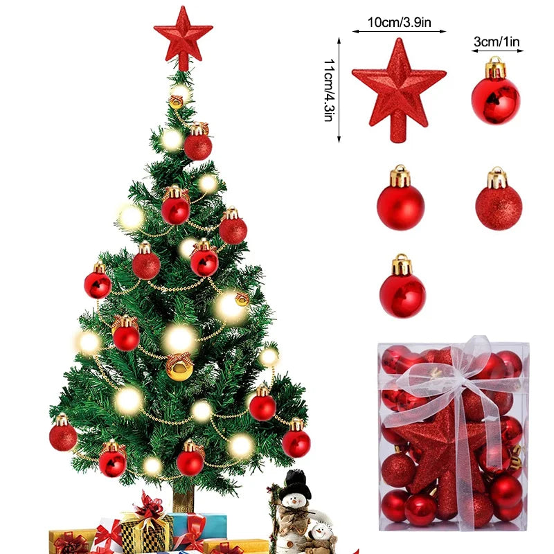Kerstballen set met 30 decoratieve ballen en ster piek voor kerstboom