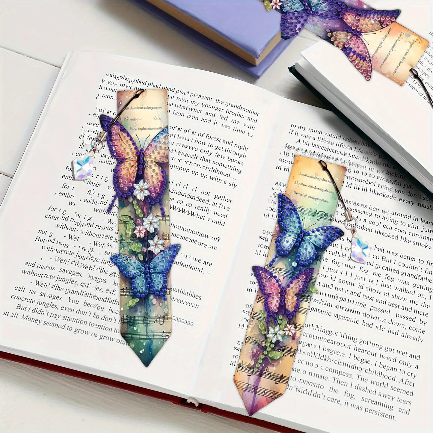 Diamond Painting Boekenlegger Vlinders Set van 3 met Kristalhanger
