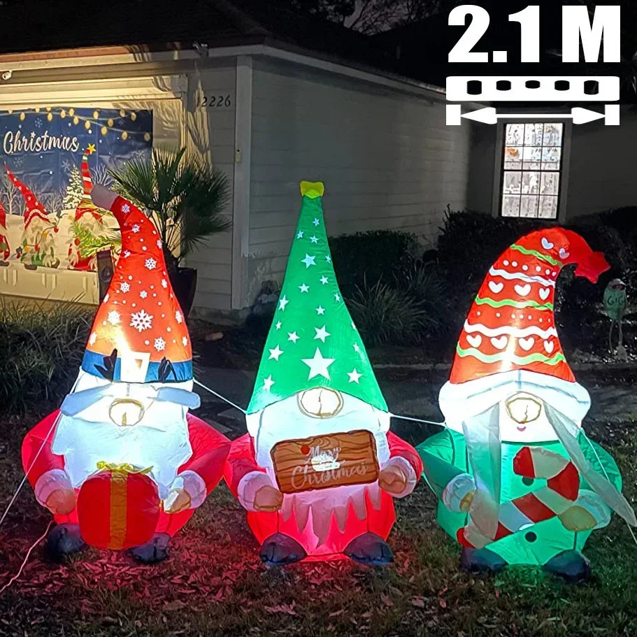 Opblaasbare kerstbeer met beweegbare kop en LED-verlichting voor buiten