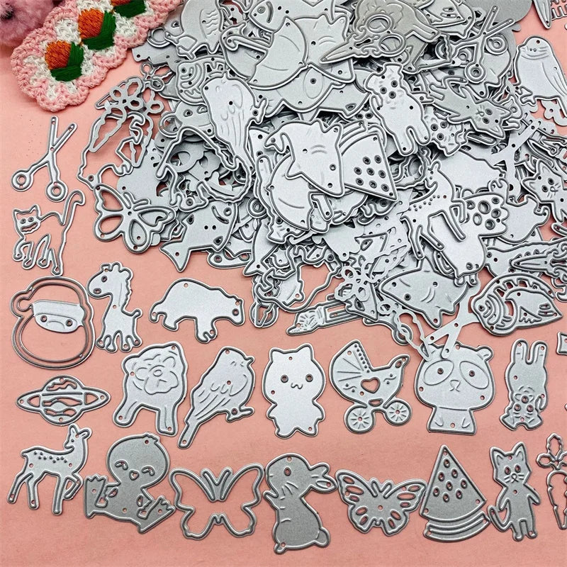 Metalen snijmal - 10 stuks willekeurige cartoon dieren voor scrapbooking