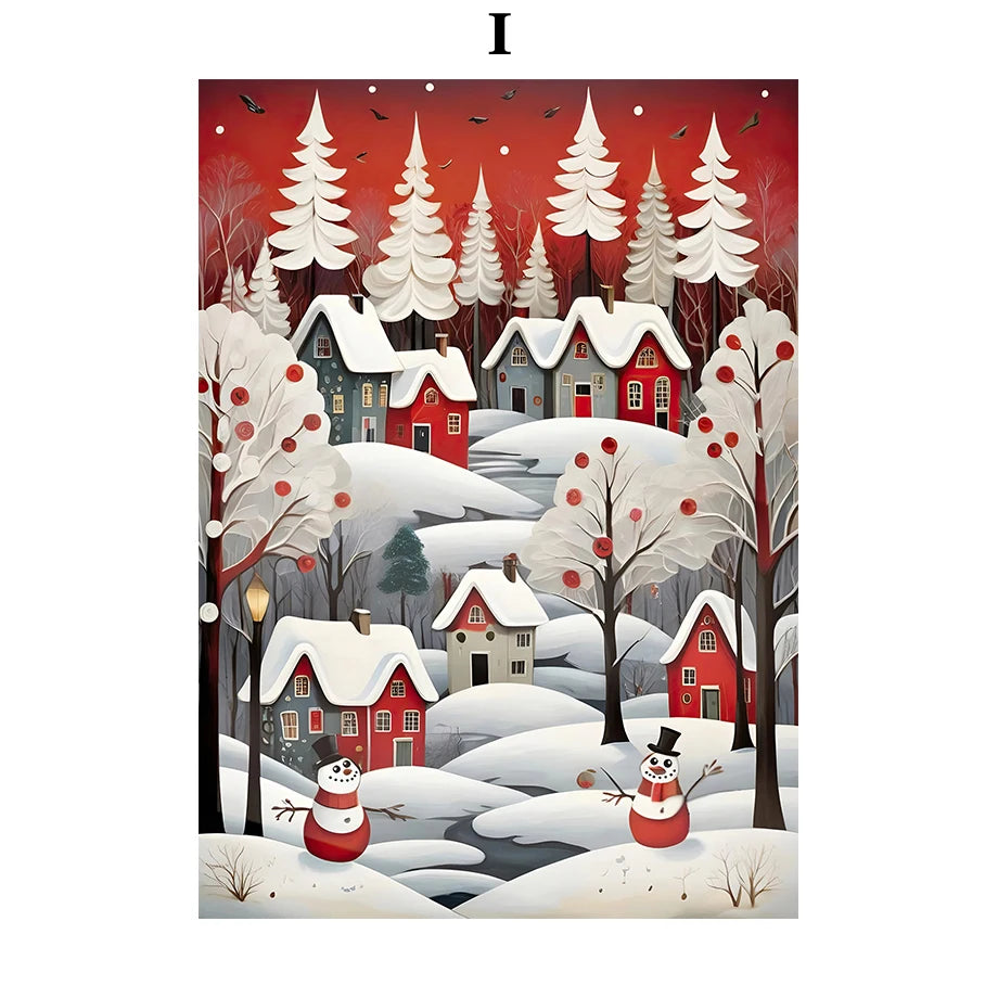 Kerst schilderij winter bos sneeuw decoratie canvas voor sfeervolle wandkunst