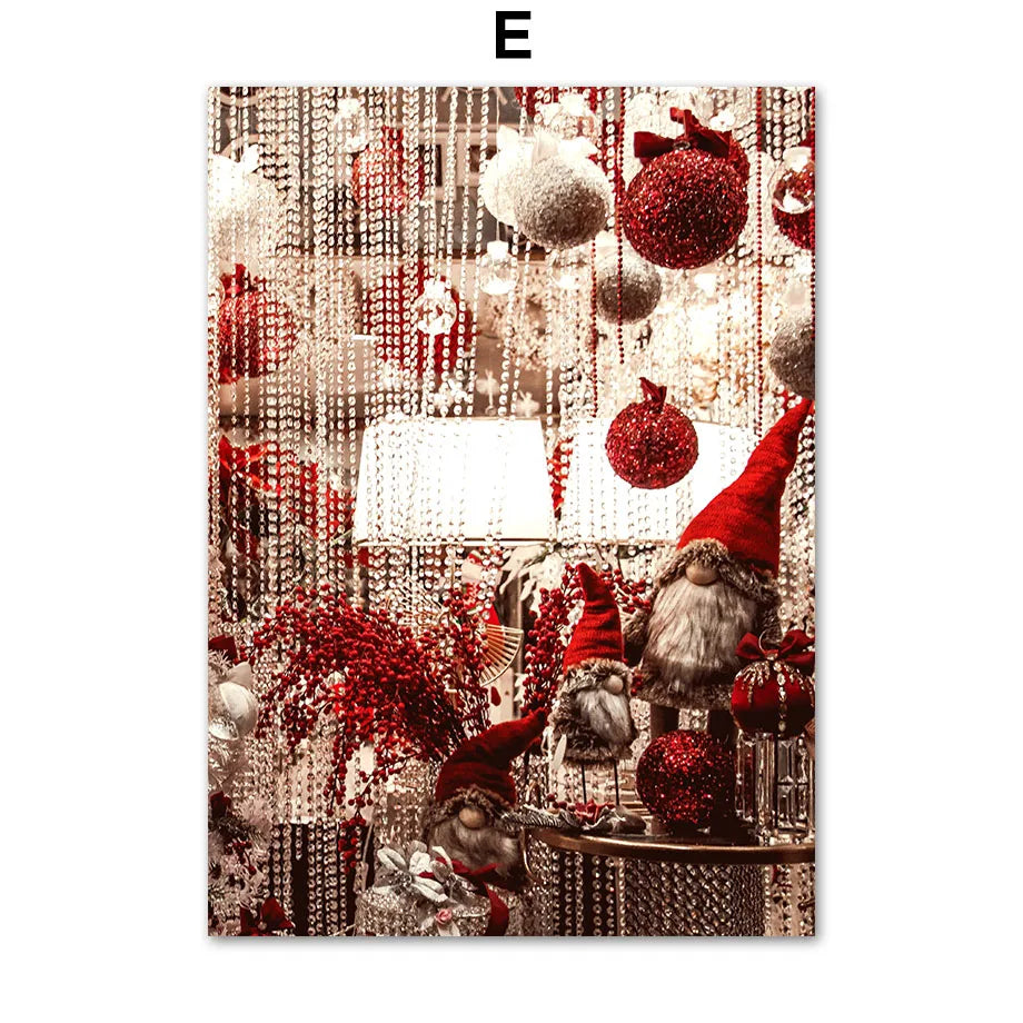 Kerst schilderij Happy New Year wanddecoratie canvas poster zonder lijst