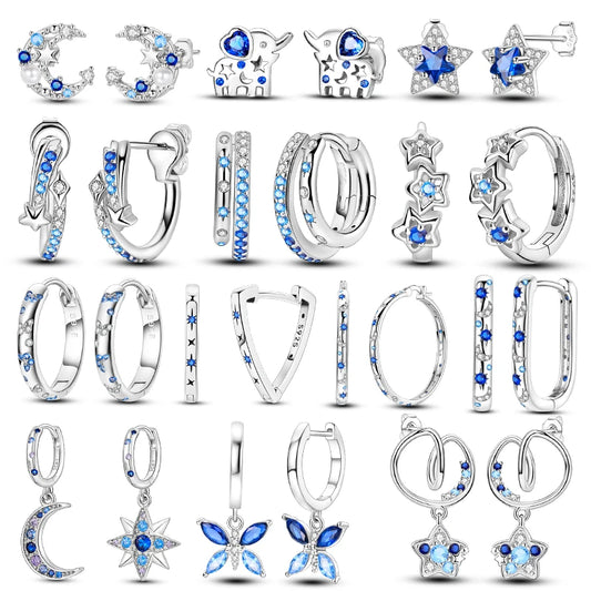 Oorbellen met Ster en Maan – Blauwe Vlinder en Olifant Design