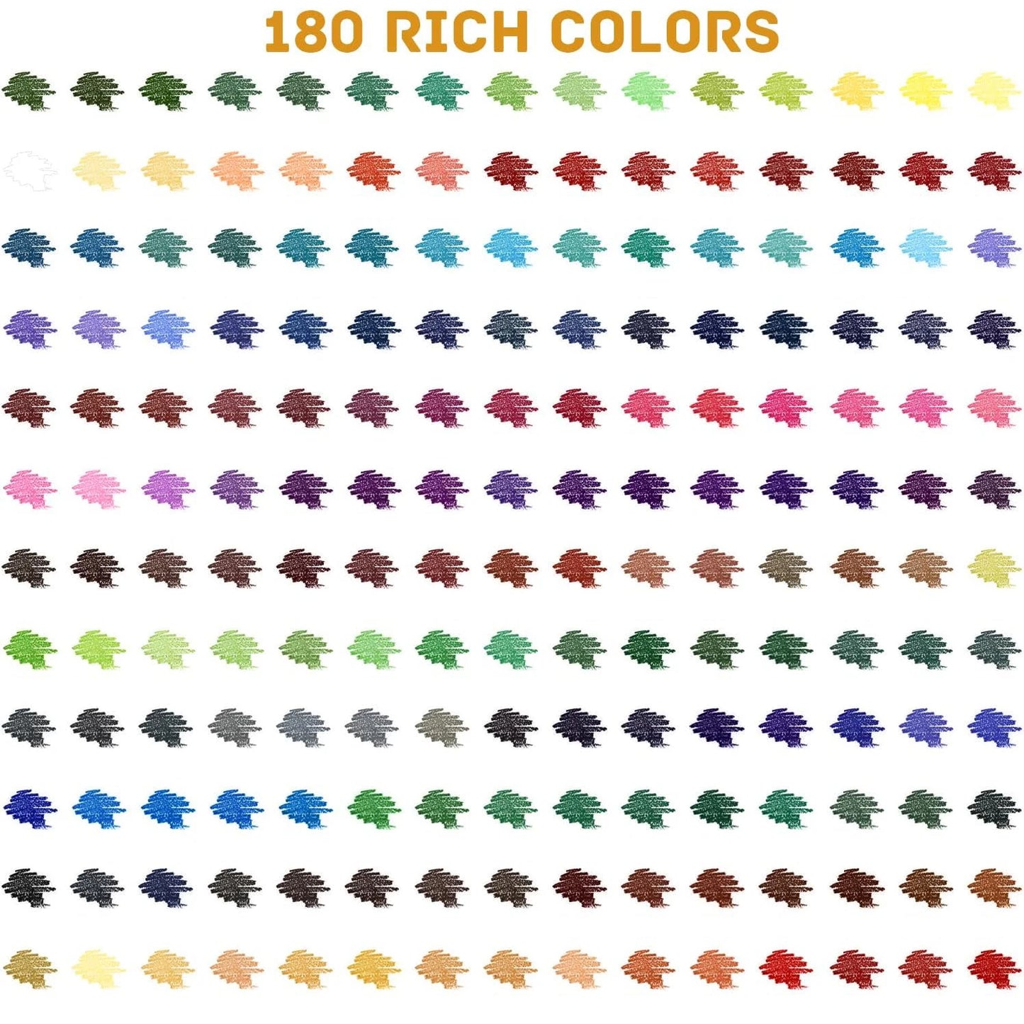 Kleurpotloden set van 180 stuks – Zachte kern & rijke pigmenten