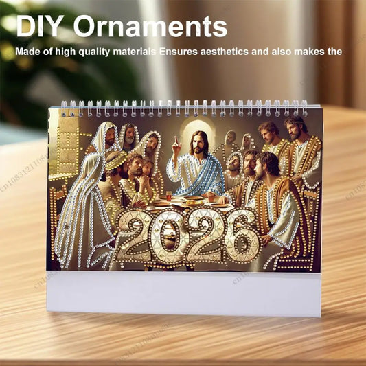 Diamond Painting Kalender 2026 bureaukalender met kleurrijke kunst en decoratie