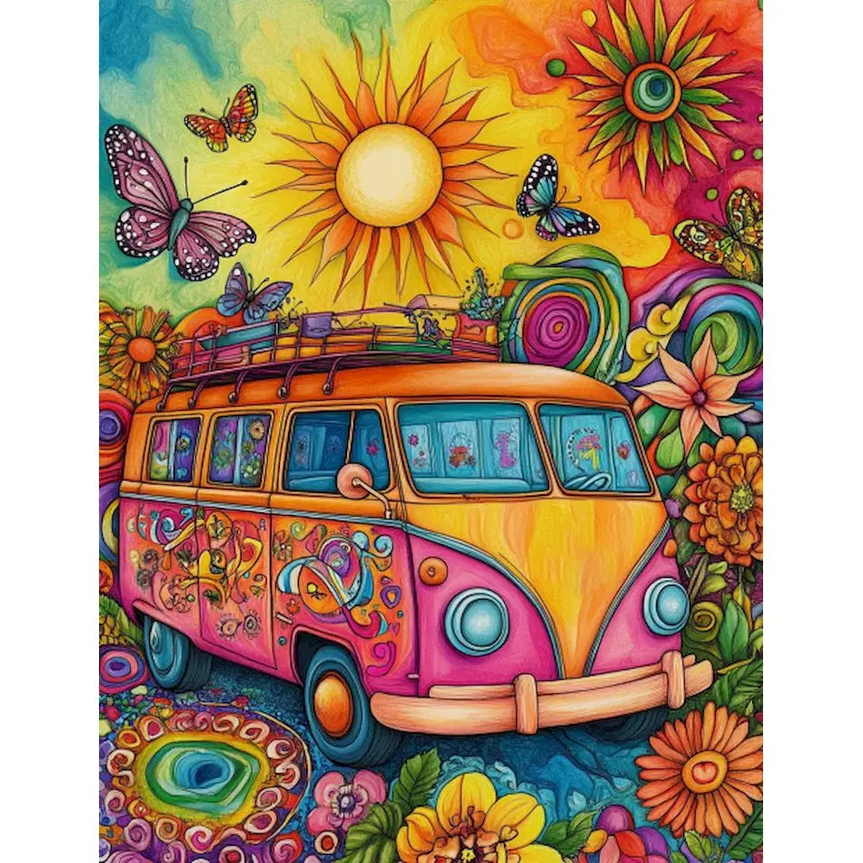 Schilderen op nummer Landschappen - Abstracte huizen, landschappen en busjes (Keuze uit 13 afbeeldingen)