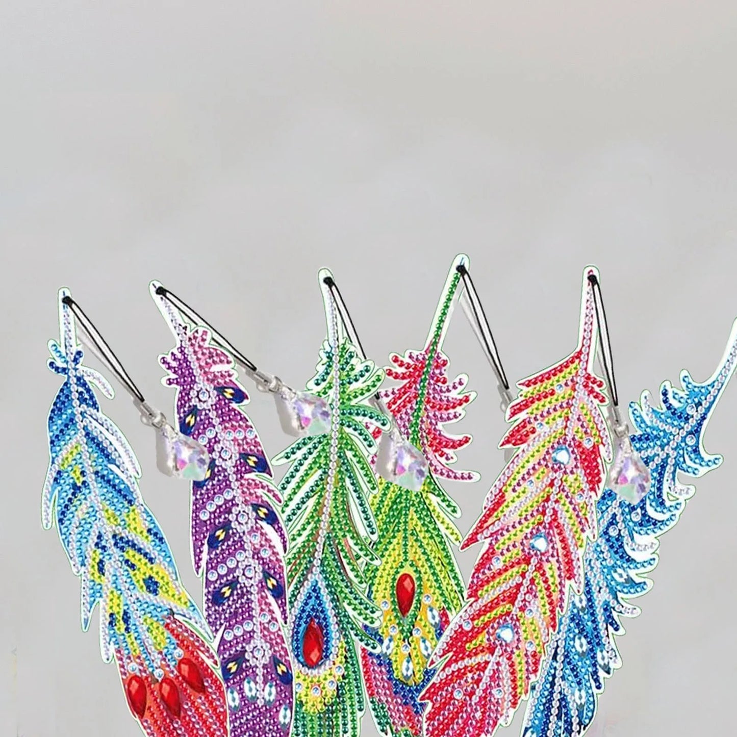 Diamond Painting Boekenlegger Veren Set met Kristallen Hanger 6 Stuks