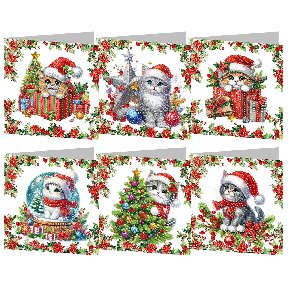 Diamond Painting Kaarten set 6 Kerstkaarten Compleet Knutselpakket - LY868