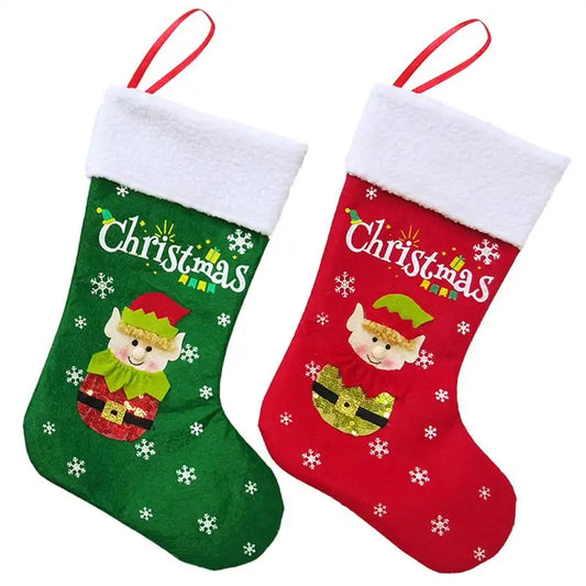 Kerst sok (decoratief) Merry Christmas hangende sok – rustieke feestversiering voor haard of kerstboom