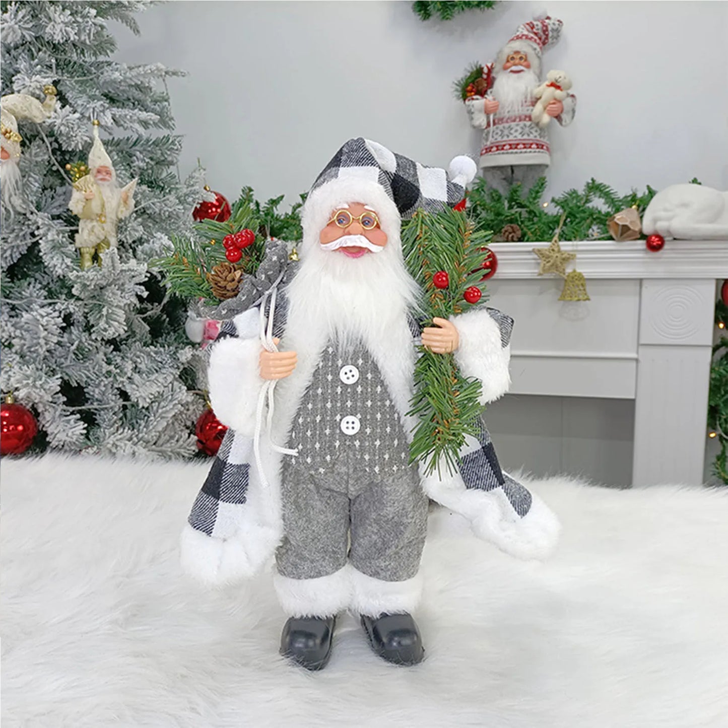 Kerst pop staande kerstman decoratie 30 cm tafeldecoratie