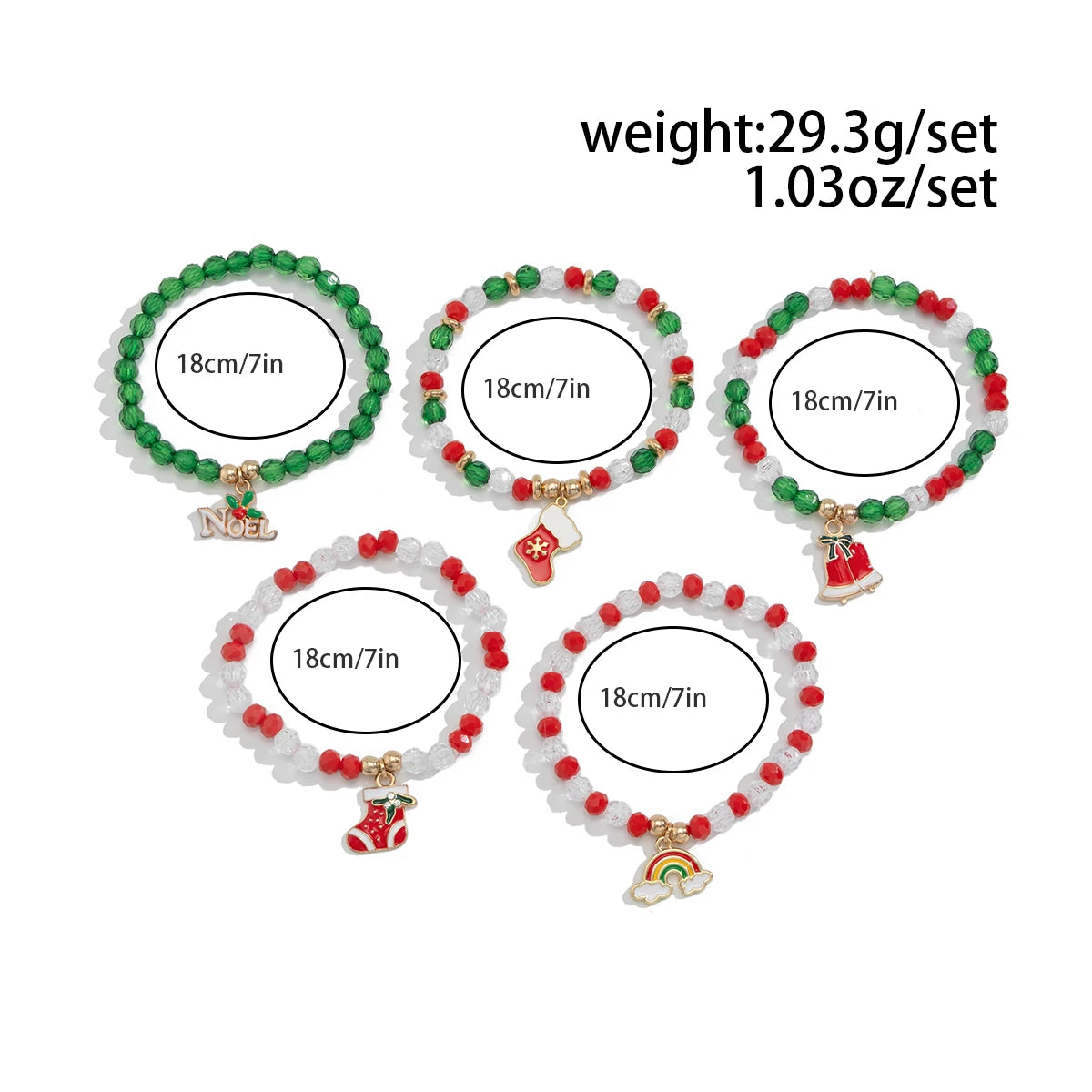 Kerst armbanden set met sneeuwvlok en bel hanger kralen