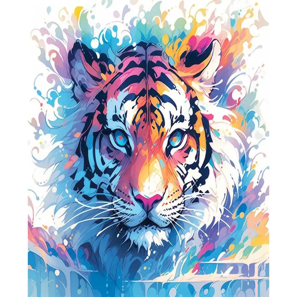 Schilderen op nummer Dieren - Kleurrijke Kop met Acrylverf - Tijger 9957119