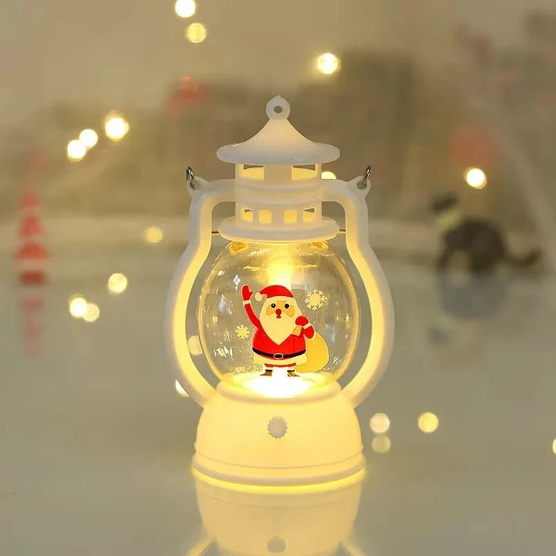 Kerst lamp lantaarn met LED en kerstman decoratie voor huis en feestdagen