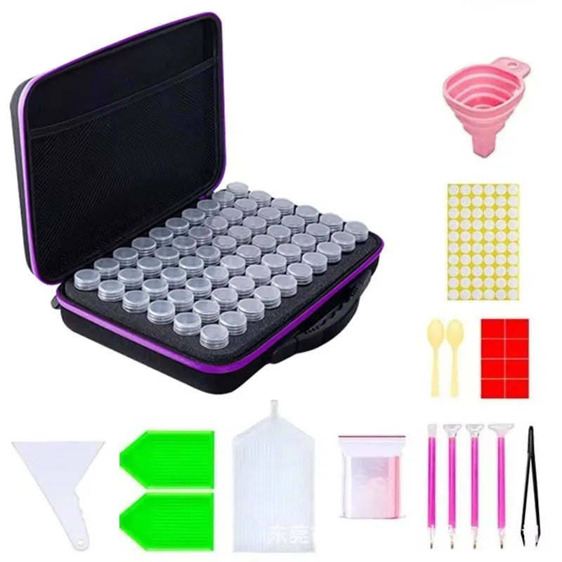 Diamond Painting Opbergkoffer met 30 of 60 Opbergpotjes en Accessoires