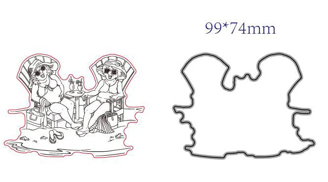 Stempel met snijmal - Transparant rubber metaalset strand vrouwen