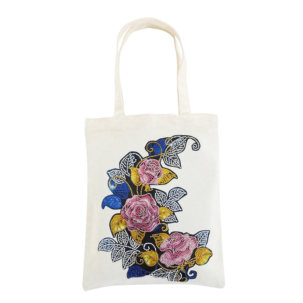 Diamond Painting Tas Bloemen Shopping Bag met Steentjes