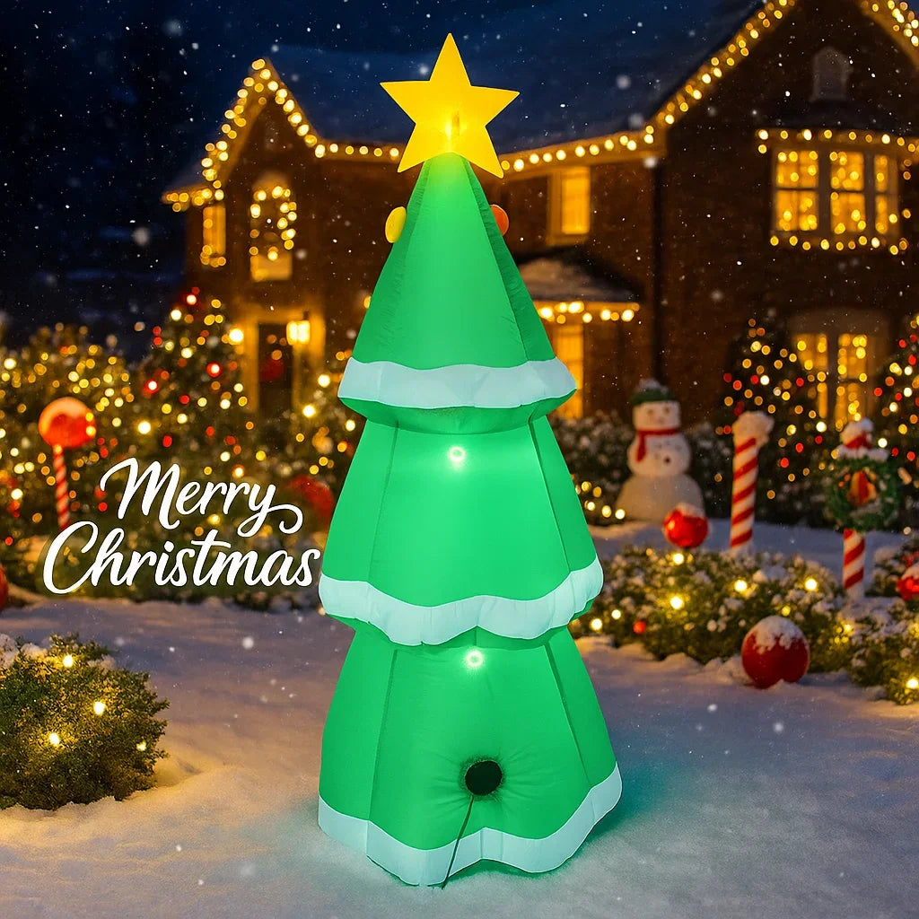 Opblaasbaar Kerst ornament ster kerstboom met LED verlichting voor binnen en buiten 160cm