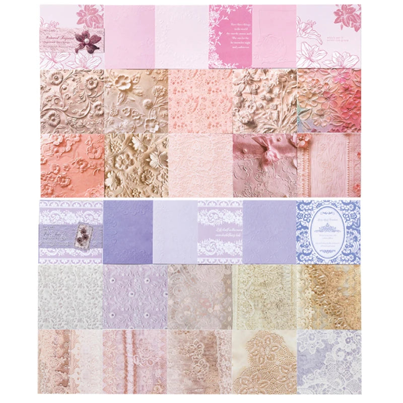 Papier voor kaarten maken en scrapbook vintage reliëf set