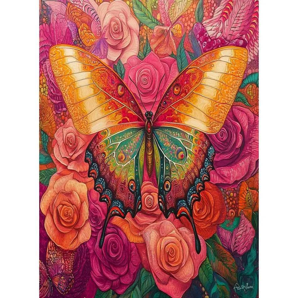 Schilderen op nummer Dieren - Vlinder met Kleurrijke Bloemen - 9967464