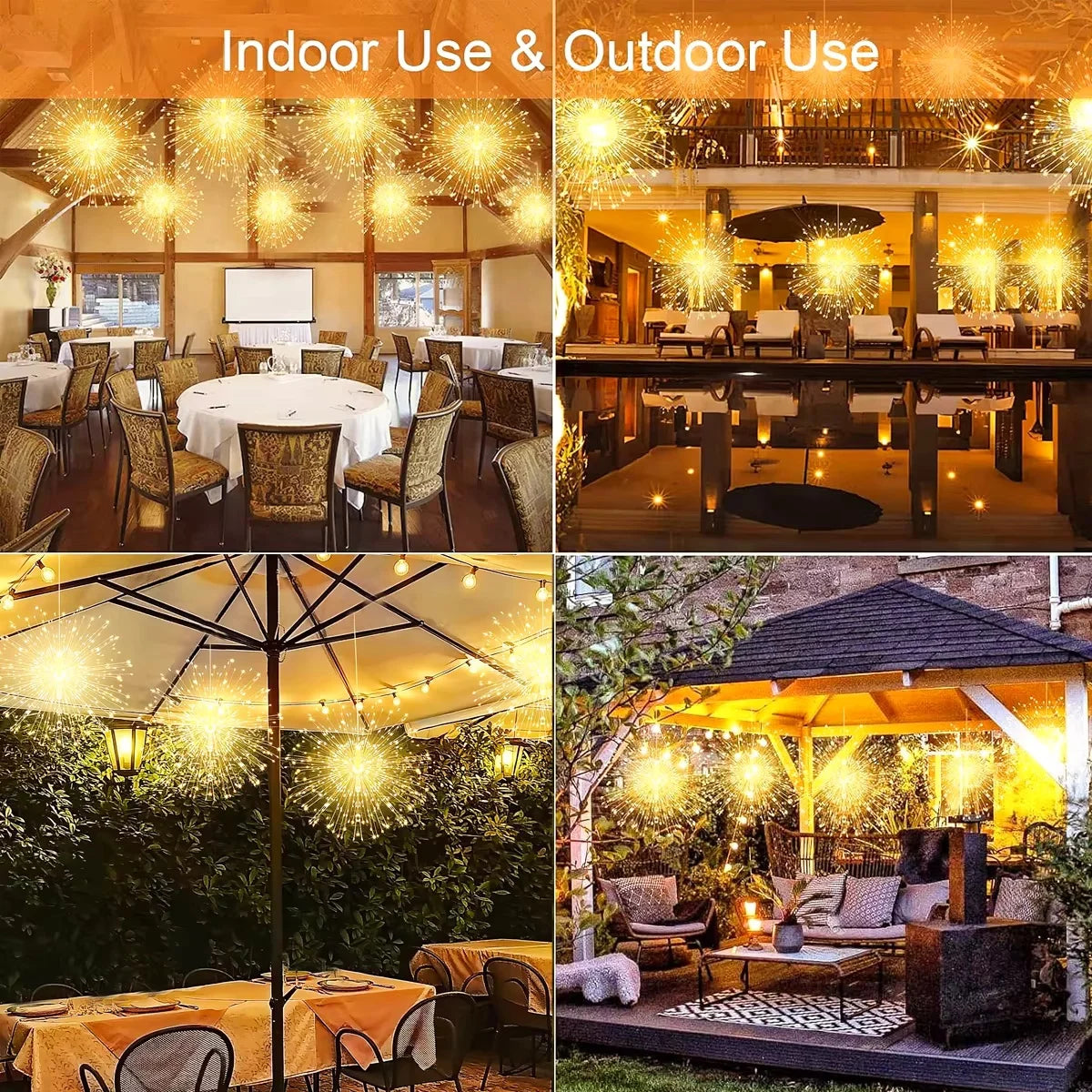 Solar Kerstverlichting Hangende Vuurwerklamp 480LED Waterdicht met 8 Lichtstanden