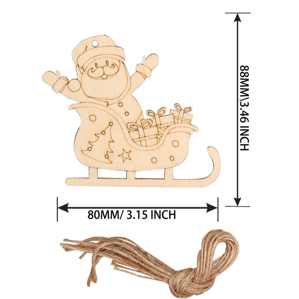 Houten figuur om zelf te schilderen/kleuren – Kerstboom hangornamenten van hout (set)