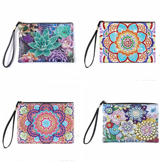 Diamond Painting Etui Mandala Cactus – Luxe PU Leren Handtas met Strass