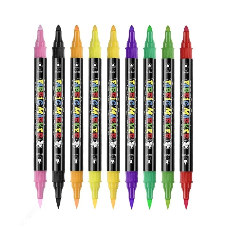 Stiften set textielmarkers met dubbele punt en 24 kleuren
