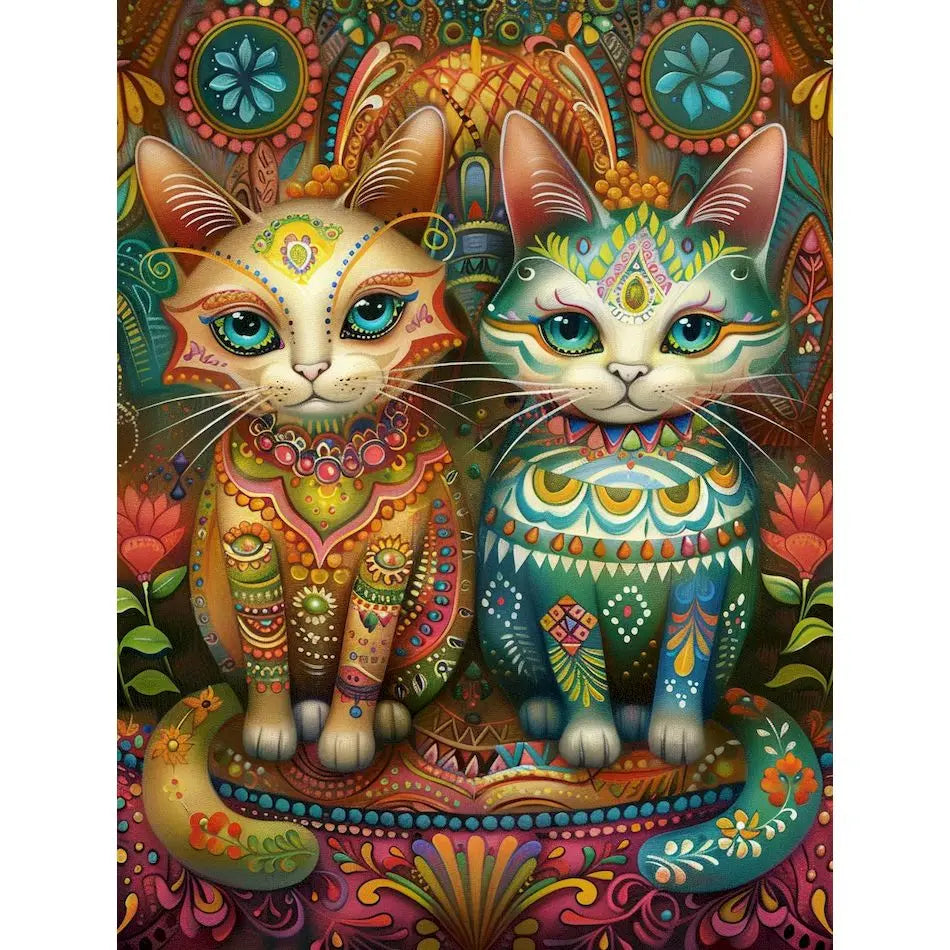 Schilderen op nummer Dieren - Kat Abstract op Canvas voor Volwassenen - 9960070