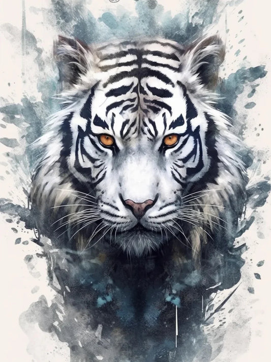 Diamond Painting Dieren Graffiti Kunstwerk met Ronde Steentjes - Tijger