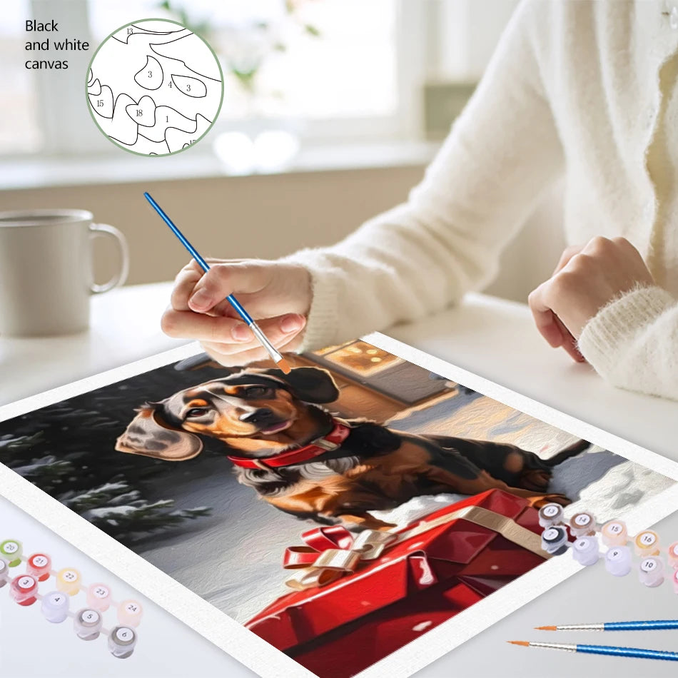 Schilderen op nummer Kerst Dieren met Acrylverf en Lijst (optioneel) - 9962695