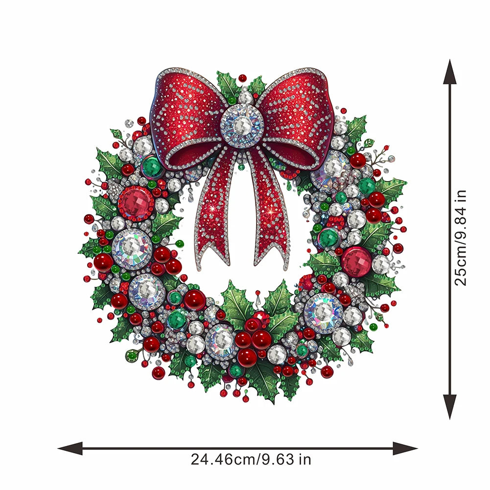 Diamond Painting Kerst krans Hangdecoratie voor Raam, Tuin of Kerstboom - KJ0266