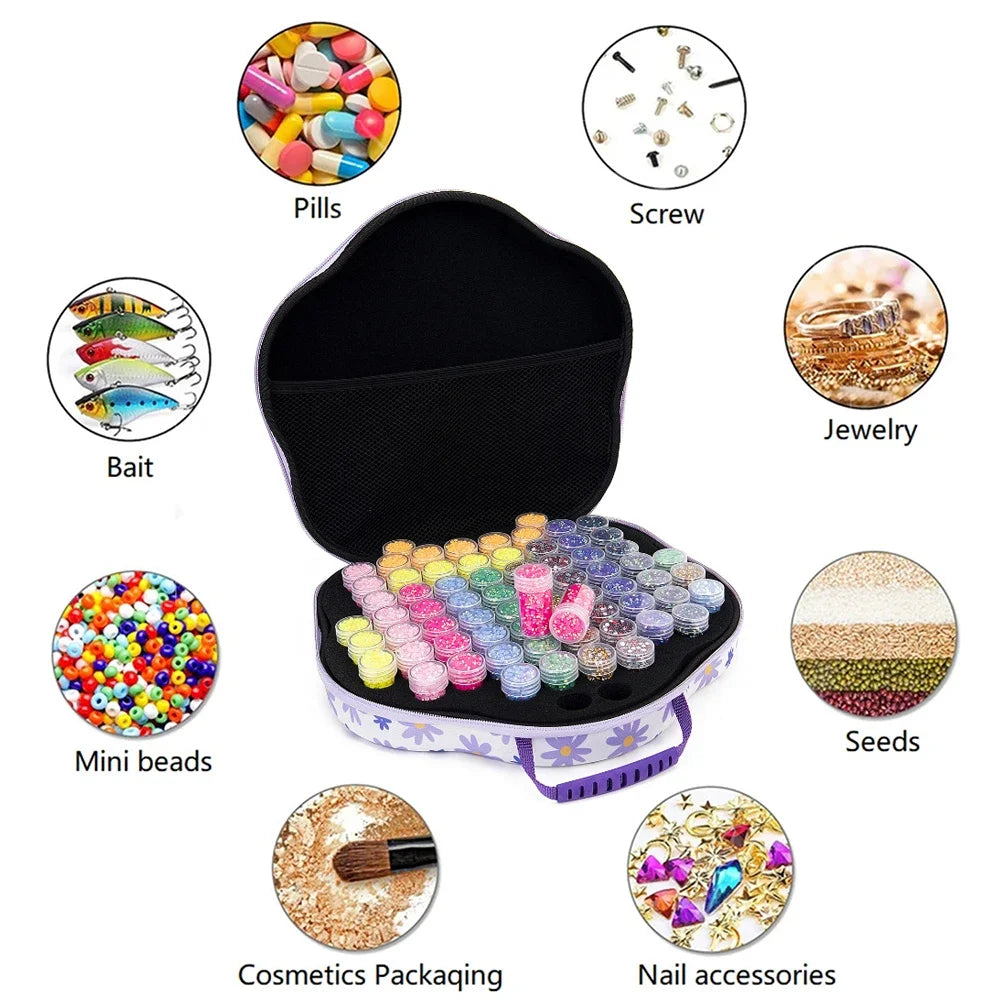 Diamond Painting Opbergkoffer met 60 Opbergpotjes voor steentjes plus accessoires