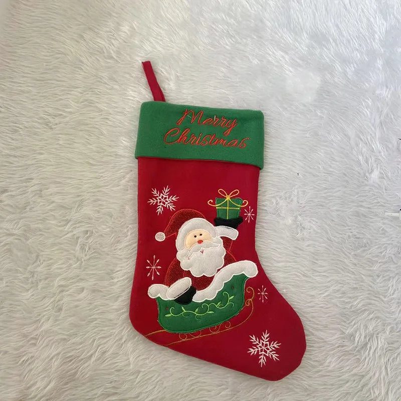 Kerst sok decoratief met Kerstman, Sneeuwpop en Rendier prints voor cadeaus
